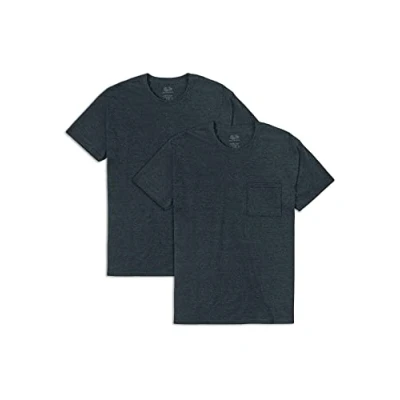 Image of Fruit of the Loom Men&#039;s Eversoft Cotton Short Sleeve Pocket T Shirts, Breathable &amp; Tag Free, 2 Pack Black Heather, Medium (Pack 2)