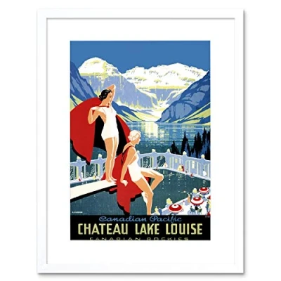 Image of Wee Blue Coo Travel Tourism Chateau Lake Louise Rocky Mountains Canada Framed Wall Art Print