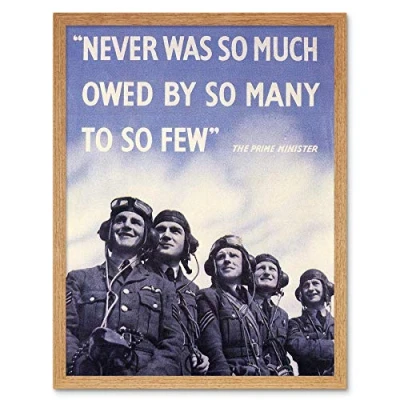 Image of Wee Blue Coo War Wwii UK Churchill Pilot Battle Britain Quote Art Print Framed Poster Wall Decor 12X16 Inch