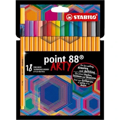 Image of Fineliner STABILO point 88 ARTY Pack of 18 Assorted Colours