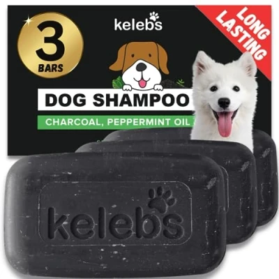 Image of Kelebs White Dog Shampoo Whitening Oatmeal Removes Yellowing Natural for smelly dogs Peppermint &amp; Neem Oil Zero Plastic Waste Vegan 3 Pack