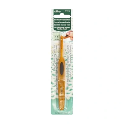 Image of clover 1010/J Soft Touch Crochet Hook: 6.00mm, Metal, 6mm, Brown