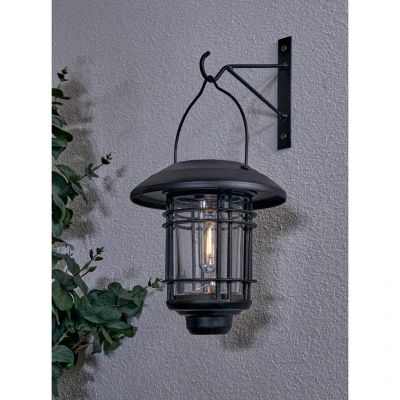 Image of Zink HORDEN LED Solar Hanging Wall Lantern Black