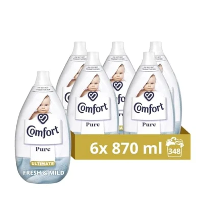 Image of Comfort Ultimate Pure Fabric Conditioner Fresh &amp; Mild 58 washes 870ml Pack of 6