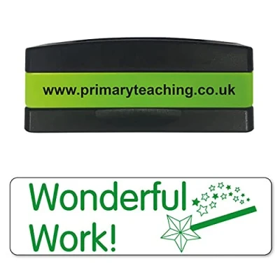 Image of Stackable Wonderful Work Pre Inked School Teachers Positive Feedback Marking Stamper Stamp 44x13mm Primary Teaching Services
