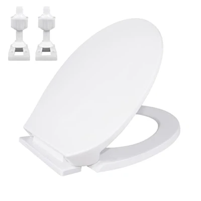 Image of Soft Close Toilet Seat with Quick Release, Heavy Duty PP Material Anti Bacterial Seats Adjustable Hinges, White Plastic Loo