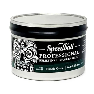 Image of Speedball 8oz Professional Relief Ink Phthalo Green, For Block, Printing, Linocut, Wood Cutting, Oil Based