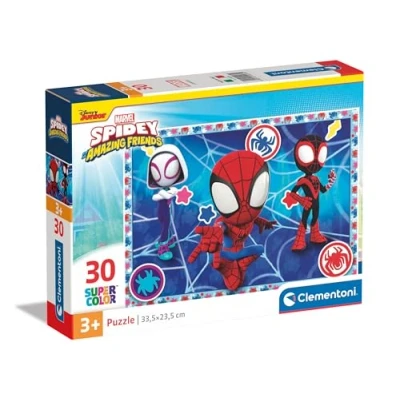 Image of Clementoni Jigsaw Puzzle Marvel Spidey &amp; Friends 30 Pieces Supercolor For Children 3 5 Years, Cartoon, Marvel, Gift Boy/Girls, Kids, Made In Italy, 20285