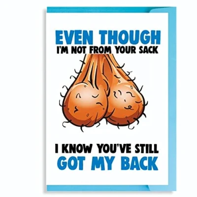 Image of Funny Father&#039;s Day Card For Dad Daddy Stepdad Him Humour Rude Offensive Insulting Hilarious Quirky From Son Daughter Children Birthday Your Sack F142
