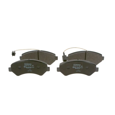 Image of 1612433680 Brake pad set BOSCH 0 986 494 799 Low Metallic with integrated wear sensor anti squeak plate, mounting manual PEUGEOT: Boxer Van