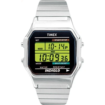 Image of Timex T78582 Men Classic Digital Silver Tone Extra Long Stainless Steel Expansion Band Watch