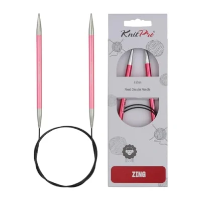 Image of KnitPro KP47074 Zing: Knitting Pins: Circular: Fixed: 40cm x 6.50mm, Aluminium, Multi Colour, 6.5mm