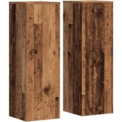 Image of vidaXL Plant Stands Pot Flower Stand 2 pcs Engineered Wood, 33x33x100 cm, Old Wood Color, Easy to Clean with Damp Cloth