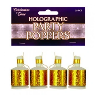 Image of Party Poppers Gold Holo Pack Of 20