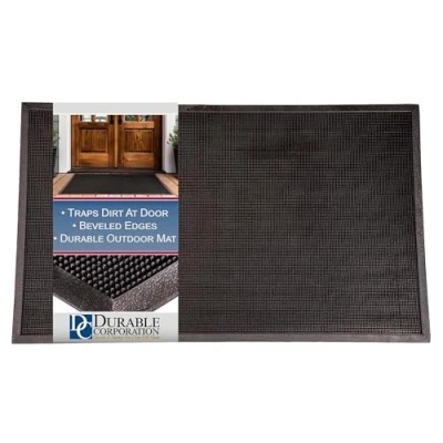 Image of Durable Corporation 396S3672 Heavy Duty Rubber Fingertip Outdoor Entrance Mat, 36&quot; x 72&quot;, Black