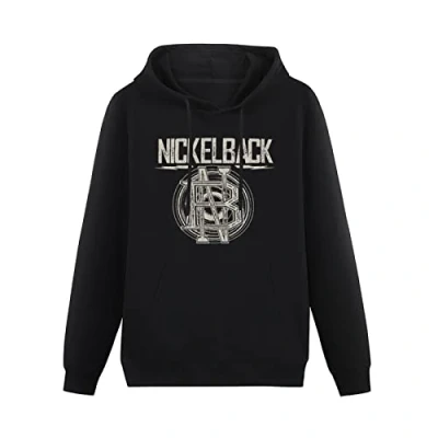 Image of huanhuan Mens Sweatershirt Nickelback Logo Circle Casual Pullover Hoodies Loose Fit Stretch Women Street Wear Size XL Black