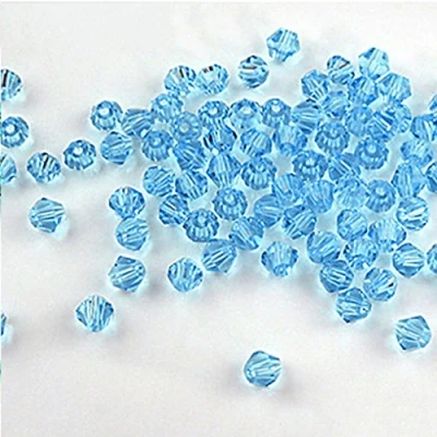 Image of Gemini_mall® 100 Faceted Bicone Crystal Glass Beads 4mm for Jewelry Making (Light Blue)
