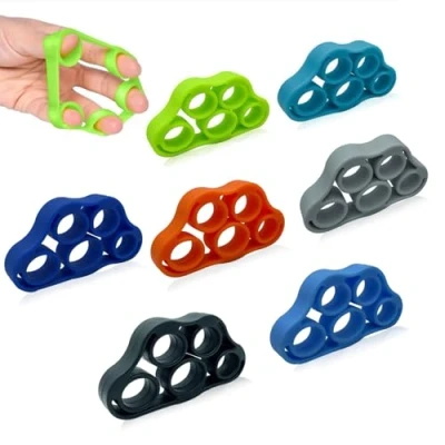 Image of 7 PCS Hand Grip Strengthener Trainer, Finger Exerciser Extensor Bands Forearm Squeeze Trainer Strength