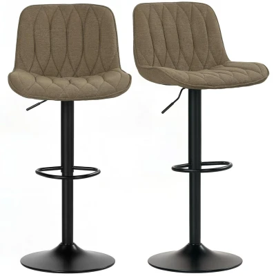 Image of HOMCOM Bar Stools Set of 2 Modern Armless Chairs Brown
