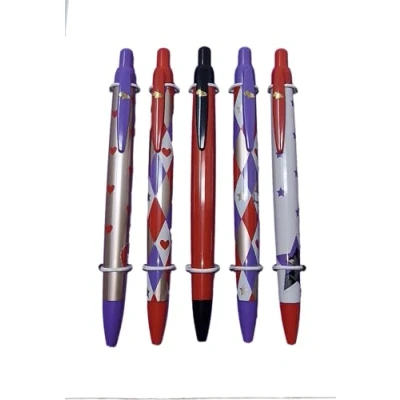 Image of RADLEY London Black Ink Pen Set of 5, Plastic Retractable Pens, Cute Click Pens for Office or School Supplies, Harlequin