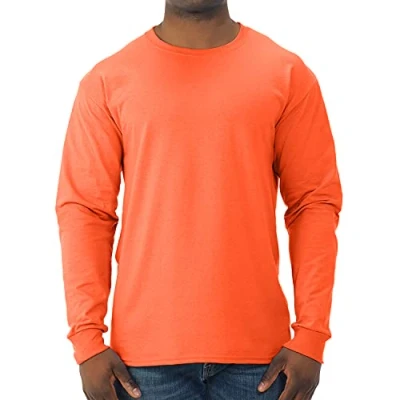 Image of Jerzees Men&#039;s Long Sleeve T Shirt, Safety Orange, Small