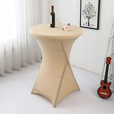 Image of Highdi Washable Cocktail Tablecloth, Spandex Poseur Table Stretch Stretchable Cover for Wedding, Party, Birthday Parties, Home &amp; Event Decoration (gold,60x110cm)