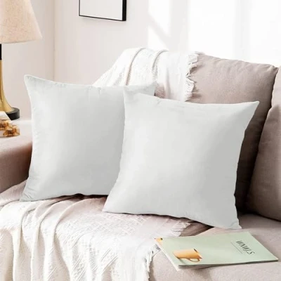 Image of Hafaa Cushion Covers 45 x cm (Pack of 2) Decorative Square Throw Pillow Luxury Soft White Cover for Sofa Bedroom Couch, 18x18 Inches