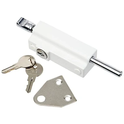 Image of Yale P 124 WE Door Pushbolt, White Finish, Standard Security, Visi Packed, suitable for aluminium doors and wooden