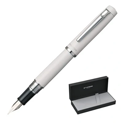 Image of PLATINUM Procyon PNS 5000#3 Fountain Pen/Nib Thickness: M Medium/Colour: White Porcelain/Handmade/With Gift Box/Fountain Pen