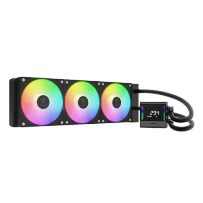 Image of GAMDIAS CHIONE E4 360mm AIO CPU Water Cooler, Real time Digital Display Patented PWM Pump, Hidden Cable Design, ARGB Fan w/MB Sync, Intel LGA 1700/1200, AMD AM5/AM4, Black