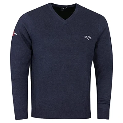 Image of Callaway Golf Mens Odyssey LS V Neck Sweater Navy Heather M