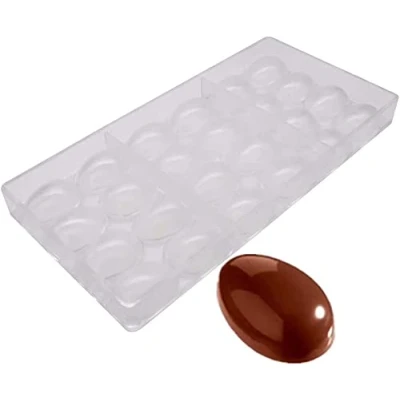 Image of 24 Cavities 3D Easter Egg Shaped Polycarbonate Chocolate Mold, Transparent PC Clear Baking Tray, Handmade Confectionery Candy Maker, DIY Jelly Bakeware Mold