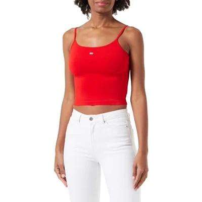 Image of Tommy Jeans Women Top Cropped, Red (Deep Crimson), XL