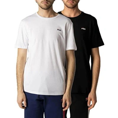 Image of FILA Men&#039;s Brod tee/Double Pack T Shirt, Bright White Black Beauty, M