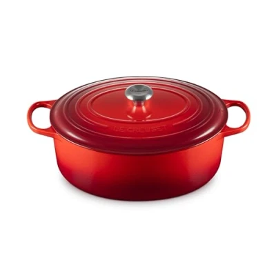 Image of Le Creuset Signature Enamelled Cast Iron Oval Casserole Dish With Lid, 35 cm, 8.9 Litres, Cerise, 21178350602430