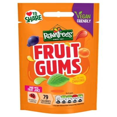 Image of Rowntrees S Fruit Gums Vegan Sweets Sharing Bag 150g, Pack of 1 12505754