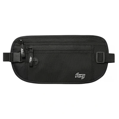 Image of MoKo Secure Travel Money Belt Passport Holder, Undercover Hidden RFID Blocking Wallet, Anti Theft ort Wallets Bumbag for Men Women