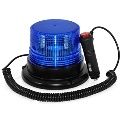 Image of Led Strobe Light, Blue Emergency Magnetic Flashing Warning Beacon for Truck Vehicle with 12 80v Cigarette Lighter Plug