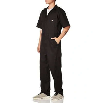 Image of Dickies Men&#039;s Flex Short Sleeve Coverall Big Tall Work Utility, Black, Large
