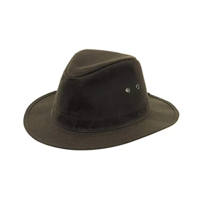 Image of Hoggs of Fife Caledonia Waxed Hat X Large Olive/BrownX LargeOlive/Brown Hats (52365) Men&#039;s