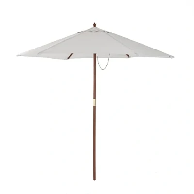 Image of Charles Bentley Garden Large 2.4M Wooden Patio Parasol Shade Umbrella 38Mm Pole Easy Opening Showerproof Grey