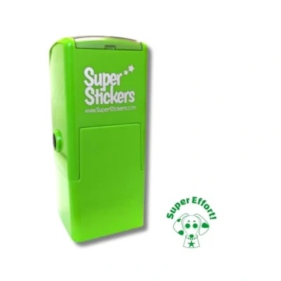 Image of Superstickers Teacher Stamp Super Effort Dog Design Green Ink Self Inking Education Stamper For Marking 23 x 23mm