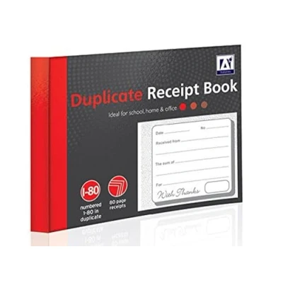 Image of Duplicate Receipt Book 80 Numbered Pages 2 Sheets Carbon Paper Home Business Office