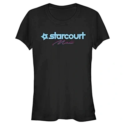 Image of Stranger Things Women&#039;s Starcourt Logo Short Sleeve T Shirt, Black, M