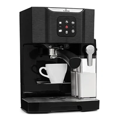 Image of KLARSTEIN BellaVita Coffee Machine 3 in 1 Maker, Espresso with 0.4 l Milk frother, Cappuccino and Latte Macchiato, 1450 watts, 20 bar, 1.4 Water Tank, Self Cleaning System, Black