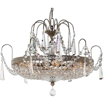 Image of Rostock Lead Crystal Nickel 6 Arm Chandelier