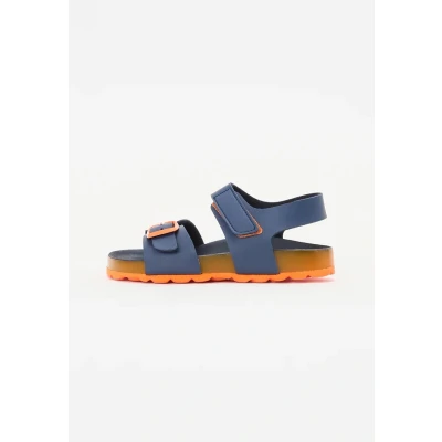 Image of LICO Bioline Master Unisex Sandals for kids, Size: 2, Navy/orange Synthetics/textile