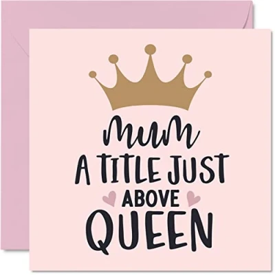 Image of Birthday Cards for Mum A Title Just Above Queen Funny Card Mother from Daughter Son, Gifts, 145mm x Mother&#039;s Day Greeting Mama Mam Mammy Mom Mommy