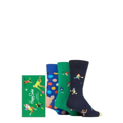 Image of Happy Socks 3 Pair Sports Gift Boxed Multi 4 7 Unisex