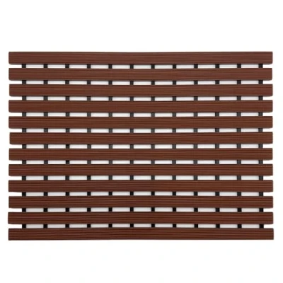 Image of Nicoman Shower Drying Mat Non Slip Bath Drainage Matt Slatted Duckboard Design BROWN (61x43cm / 24x17 inches)